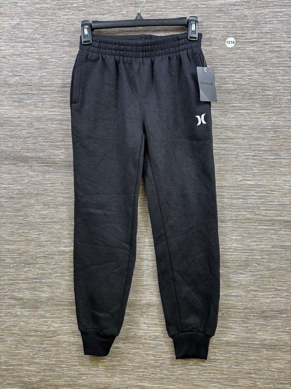 Hurley Pants Youth 10-12 Black Fleece Jogger Sweatpants Elastic Waist Logo